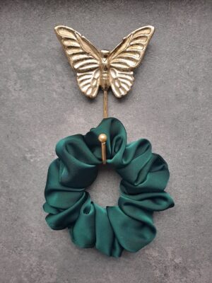 Scrunchie satyna premium butelkowa zieleń