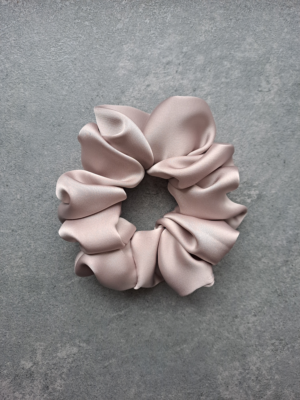Scrunchie satyna premium beżowo-różowa