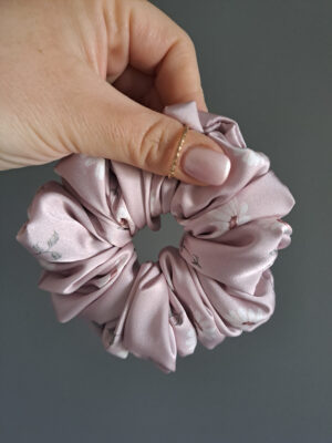 Scrunchie satyna premium stokrotki